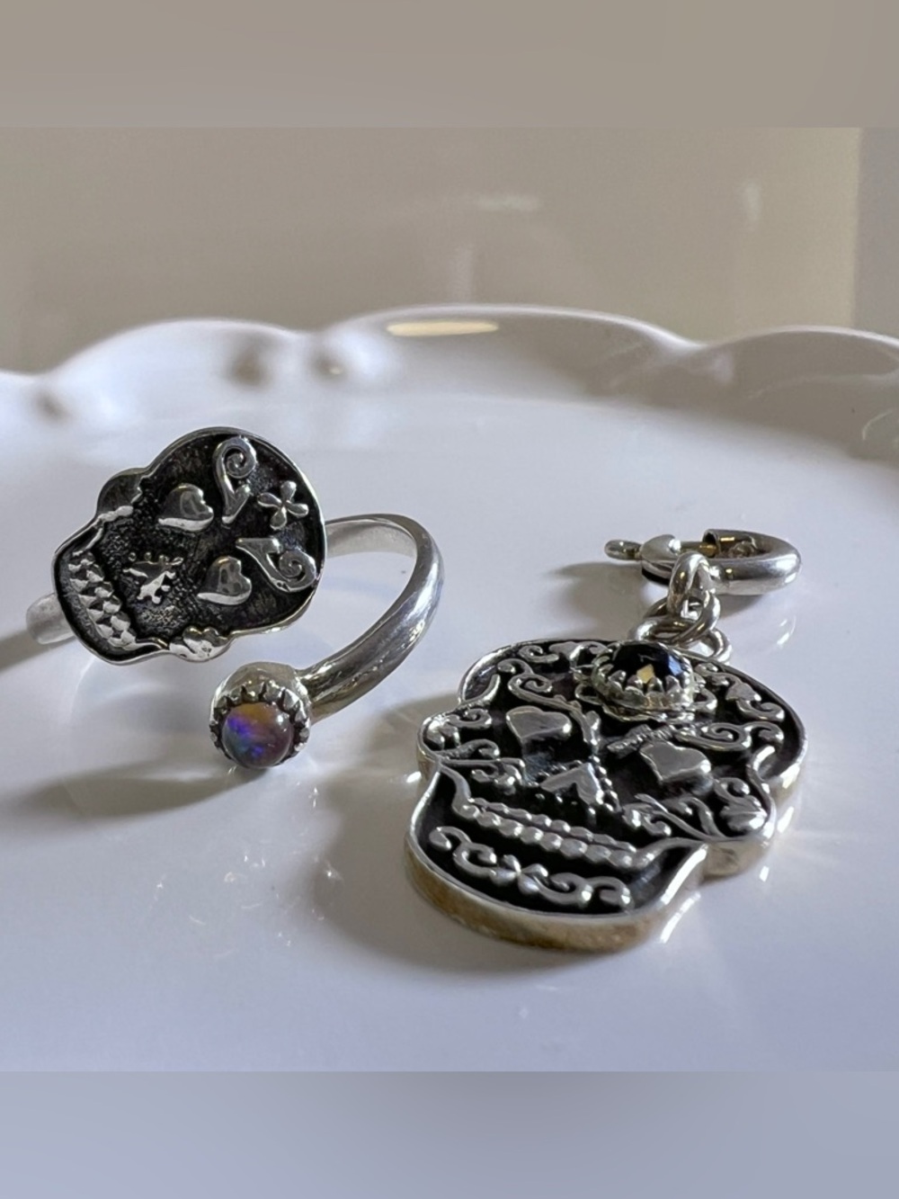 Krush Kandy Sterling Silver 925 Halloween theme Ring and Pendant charm Skull - Picture 11 of 11